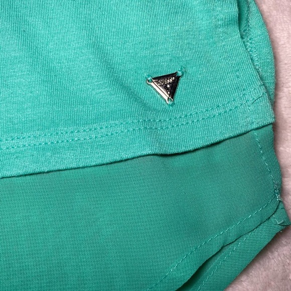 Guess Teal Top Blouse Zipper Closure On Back, Size Large LINEN Bottom* - Picture 5 of 8